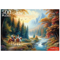 пазлы  500 элементов пара на лошадях в горах