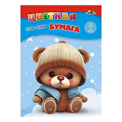 бумага цветная а4 16л. 8цв. "мишутка"