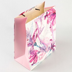 пакет  подарочный 18*23*10см  "пестрые розовые цветы"