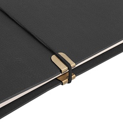 ежедневник а5 недатиров.  96л обложка кож.зам.  на кольцах с резинкой чёрная