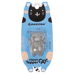 насадка-ластик на карандаш "котик" серый