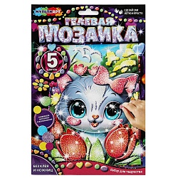 гелевая мозаика 17*23см котик в тюльпанах