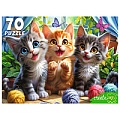 Пазлы   70 элементов Три котёнка с клубками