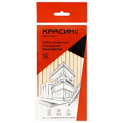 карандаши ч/г 12шт/уп "конструктор" 2т-т-тм-м-2м корпус черный шестигранный (набор)
