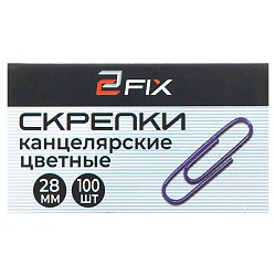 скрепки 28мм "бугинком" цветные 100шт/уп  рб