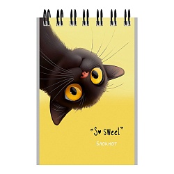 Блокнот А7  40л "Забавные котики-1" на гребне в клетку