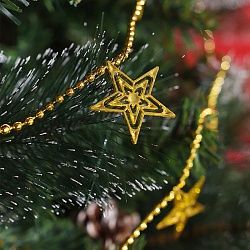 новогоднее украшение - бусы на ёлку "яркие звёзды" золотые