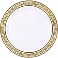 Тарелки пластиковые 26 см в наборе 12шт. круглые белые с золотистым узором по кайме