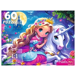пазлы   60 элементов аниме-принцесса с единорогом