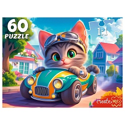 пазлы   60 элементов котенок в автомобиле