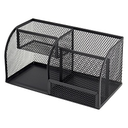 органайзер настольный металлический 4 отделения черный