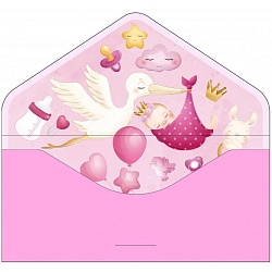 открытка-конверт для денег "бархатный. с рождением доченьки"