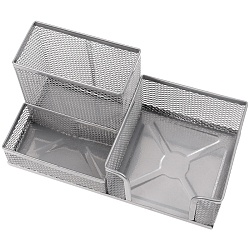 органайзер настольный металлический 3 отделения серый