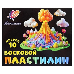пластилин 10цв. восковой "фантазия" 150г со стеком (классический+флуоресцентный) луч