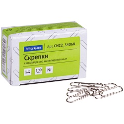 скрепки 22мм никелированные 100шт/уп