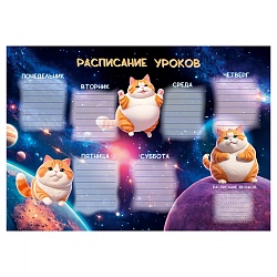 расписание уроков а4 космо-кот мелованный картон