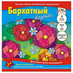 картон цветной бархатный  а5 5л. 5цв. "цветы"