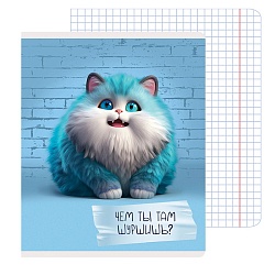 тетрадь  48л кл. "осторожно, кот!" обл. мелов. картон глянц. ламинация