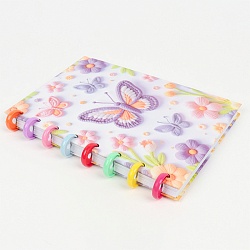 Блокнот 15,5*21см 80л на пластиковых кольцах в клетку "Бабочки"