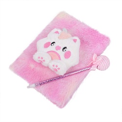 Блокнот A5  80л меховой с ручкой в наборе