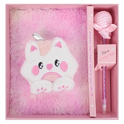 Блокнот A5  80л меховой с ручкой в наборе