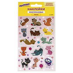 наклейки зефирные "котята", многоразовые, 10х15 см