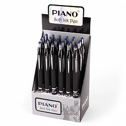 ручка авт. син. "piano" корпус прорезиненный черный с синими полосками