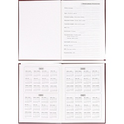 ежедневник недатированный  а5  80л. бордо бумвинил