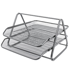 лоток горизонтальный металлический 2 секции серый