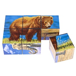 кубики пластиковые животные  6шт/уп