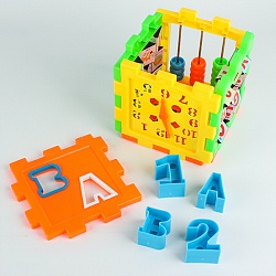 кубик-сортер 12,5*12,5см с часами. игрушка