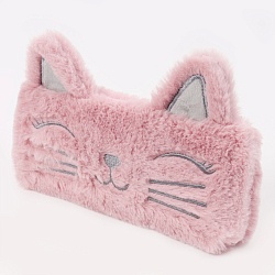 пенал меховой котик розовый