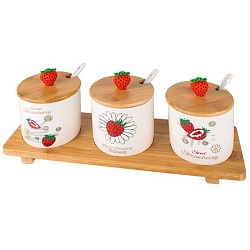 банки для сыпучих продуктов в наборе 3 шт. клубничка