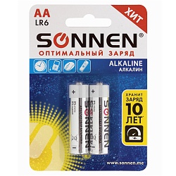 батарейки sonnen aa(lr6) комплект 2шт алкалин в блистере 1,5в
