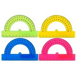 транспортир 10см 180° прозрачный ассорти