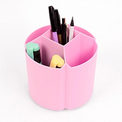 органайзер настольный пластиковый вращающийся 5 отделений розовый