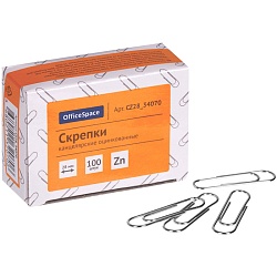 скрепки 28мм оцинкованные 100шт/уп