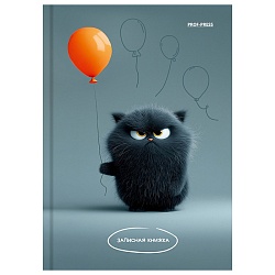книжка записная  а6  64л "угрюмый котик" 7бц, глянц.лам.