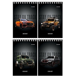 Блокнот А6  40л "Разные автомобили-14" ассорти,  на гребне