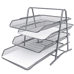 лоток горизонтальный металлический 4 секции серый