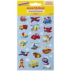 наклейки зефирные "транспорт", многоразовые, 10х15 см