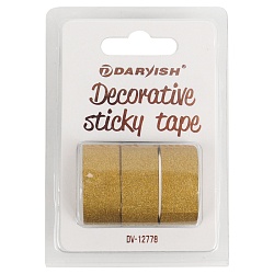 лента декоративная липкая  3шт/уп 15мм*3м "darvish" блёстки золотая