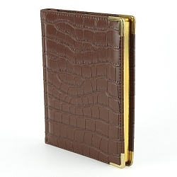 книга для записей  а5 80л impact (темно-коричневый) обложка искусств. кожа , золотой срез мет.уг