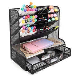 органайзер настольный металлический 10 отделений черный