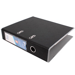 папка-регистратор  а4 7,5 см чёрная с серой окантовкой