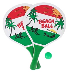 теннис пляжный (d-23.5см, l-37.5см) + мяч  в наборе ассорти