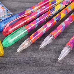 набор ручек гел.  6цв. "darvish" с блёстками, в пласт.пенале, европодвес