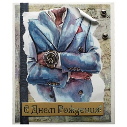 мини-открытка ручной работы "с днем рождения"