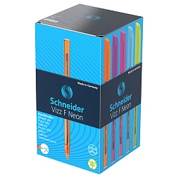 ручка шар. синяя  schneider  vizz f neon  корпус прозрачный неон ассорти