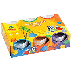 песок для лепки мульти-пульти "приключения енота", 6 цветов, 840г, 2 формочки